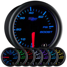 52mm GlowShift Black Face Turbo Diesel Boost 60 psi Gauge w 7 Color LEDs picture
