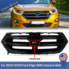 Fits Ford Edge 2015-2018 Front Upper Grille Sport+Camera Hole Gloss Black Grill picture