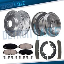 8pc Front Drilled Rotors Brake Pads Rear Drums Shoes for 2001-2005 Honda Civic picture