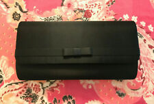 BLACK SATIN CLUTCH PURSE WITH BOW ACCENT -NWOT picture