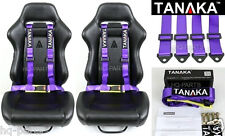 2 X TANAKA UNIVERSAL PURPLE 4 POINT BUCKLE RACING SEAT BELT HARNESS picture