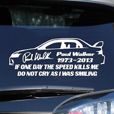 Paul Walker Evo Tribute Sticker - Custom Memorial Decal - Select Color And Size picture