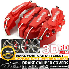 4Pcs Car Disc Brake Caliper Covers Front & Rear Kit 3D Style Red Universal US picture