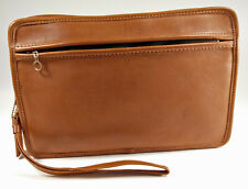 Coach Purse Leather Clutch Bag Wrist Handbag Small Portfolio Zipper Brown picture