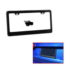 Car Carbon Fiber License Plate Frame Tag Cover W/ 2 Screw Caps Kit Accessories picture