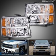 Fit For 07-13 Chevy Silverado 1500/2500/3500 Amber Headlights Chrome Replacement picture