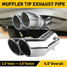 Car Rear Dual Exhaust Pipe Tail Muffler Tip Auto Accessories Replace Kit Chrome picture