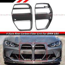 FOR 2021-2023 BMW M3 G80 M4 G82 G83 REAL CARBON FIBER V STYLE NOSE GRILL GRILLE picture