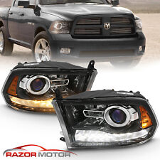 For 2009-18 Dodge Ram 1500 2500 3500 Polished Black LED Bar Projector Headlight picture