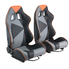 Universal Pairs Black +gray+orange Stitching PVC Leather Reclinable Racing Seats picture
