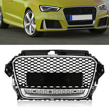 Honeycomb Front Bumper Grille RS3 Style Black Chrome Grill Fits 14-16 Audi A3 S3 picture