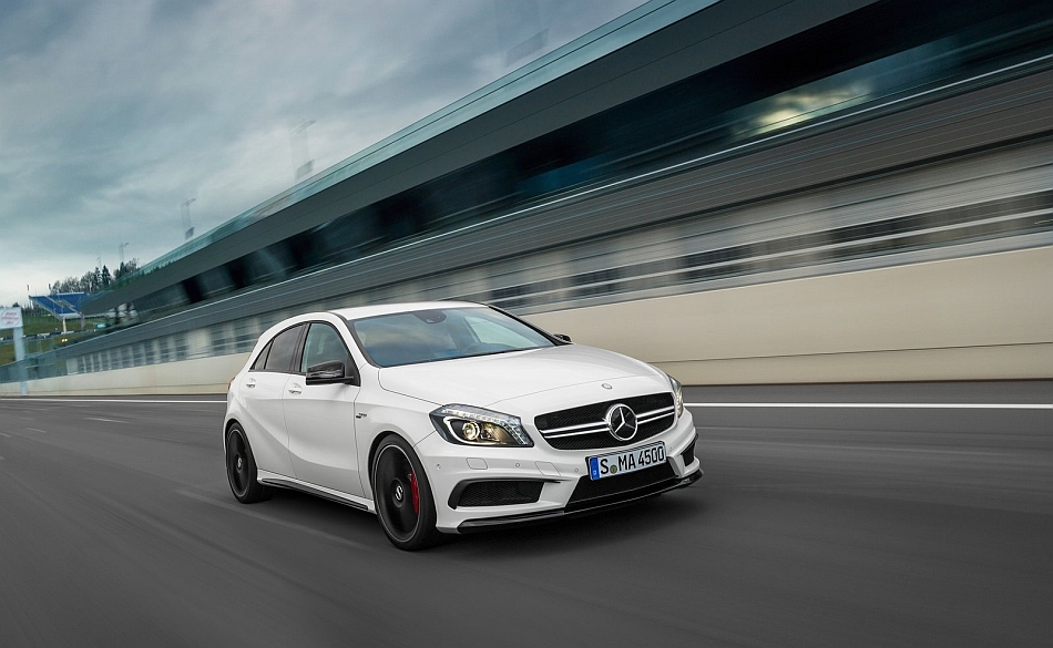 2014 Mercedes-Benz A45 AMG Front 3-4 Right Track Cruising