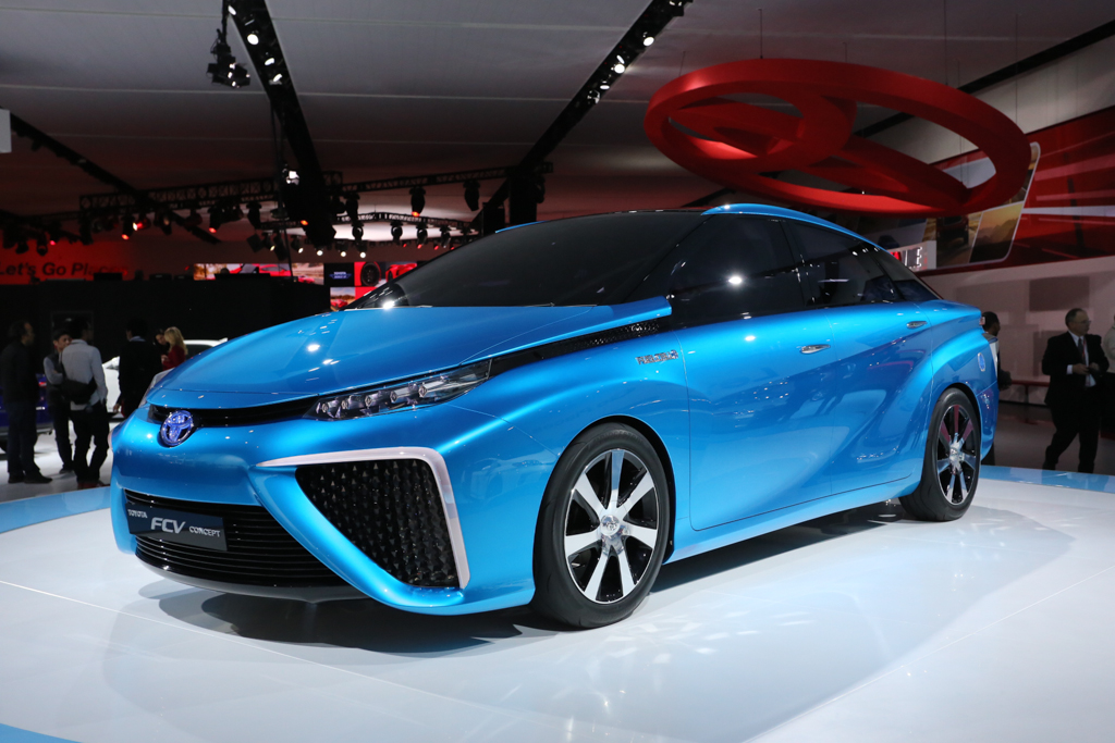 Toyota's first production, mass market, hydrogen fuel cell car.