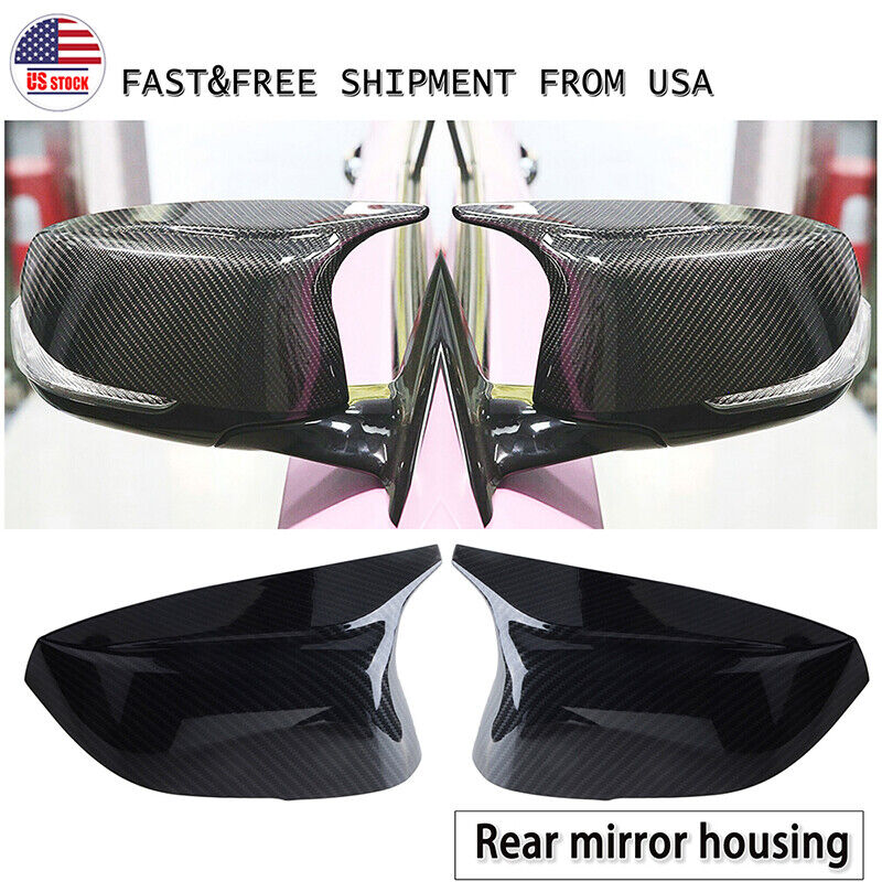 Rear Carbon Fiber M3 Style Side Mirror Cover Cap For Infiniti Q50 Q60 2014- 2021