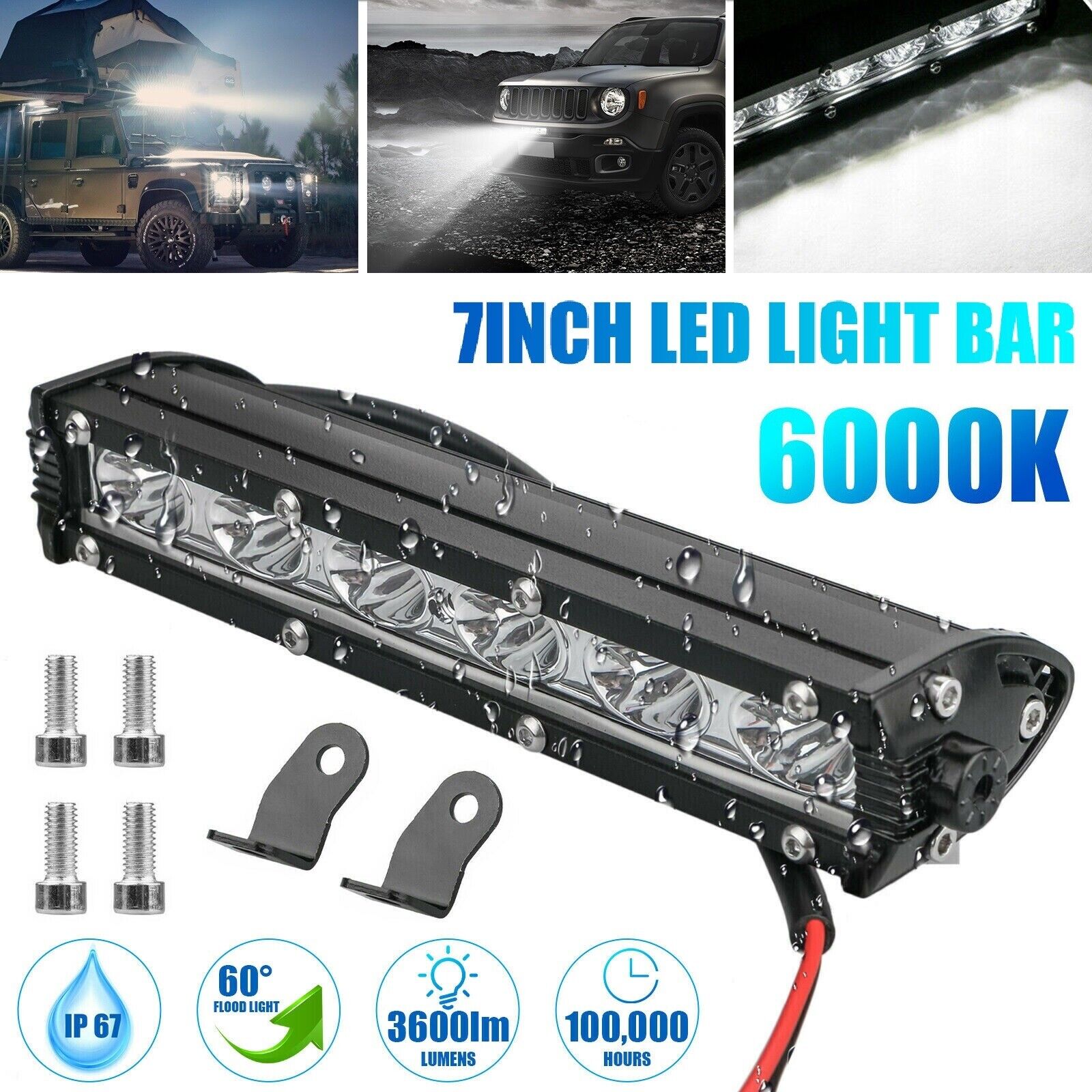 7'' 18W Spot Flood LED Work Light Bar Lamp Driving Fog Offroad SUV 4WD Car Truck