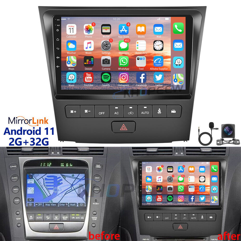 2+32GB Android 11 Car Stereo Radio GPS Navi WIFI For Lexus GS300 350 430 450 460