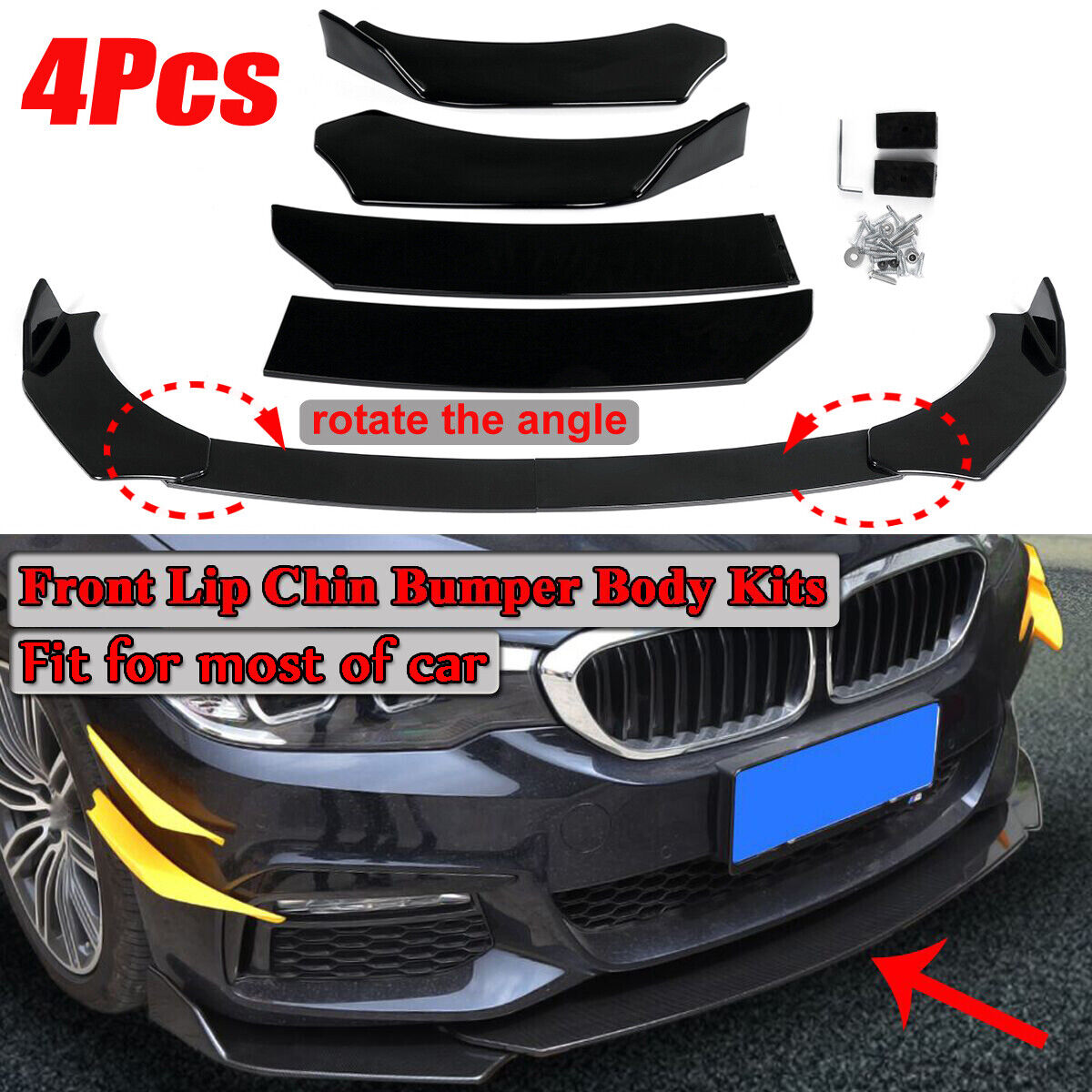 Universal Car Front Bumper Lip Body Kit Spoiler For BMW