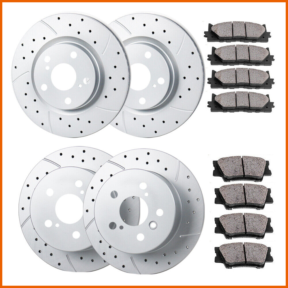 Fit 2012 2013 2014 - 2017 Toyota Camry Front Rear Brakes Rotors and Ceramic Pads