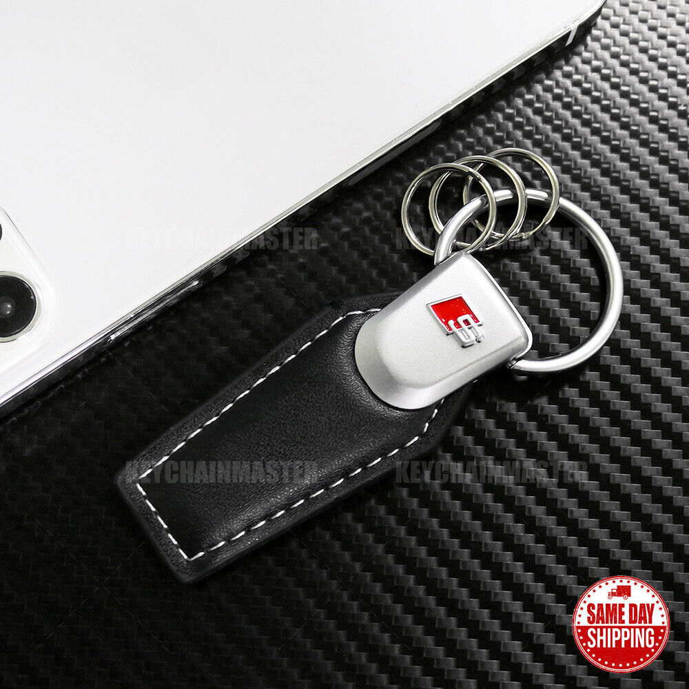 Audi S Racing Sport Leather Car Home Key Nameplate Keychain Ring Strap Decorate