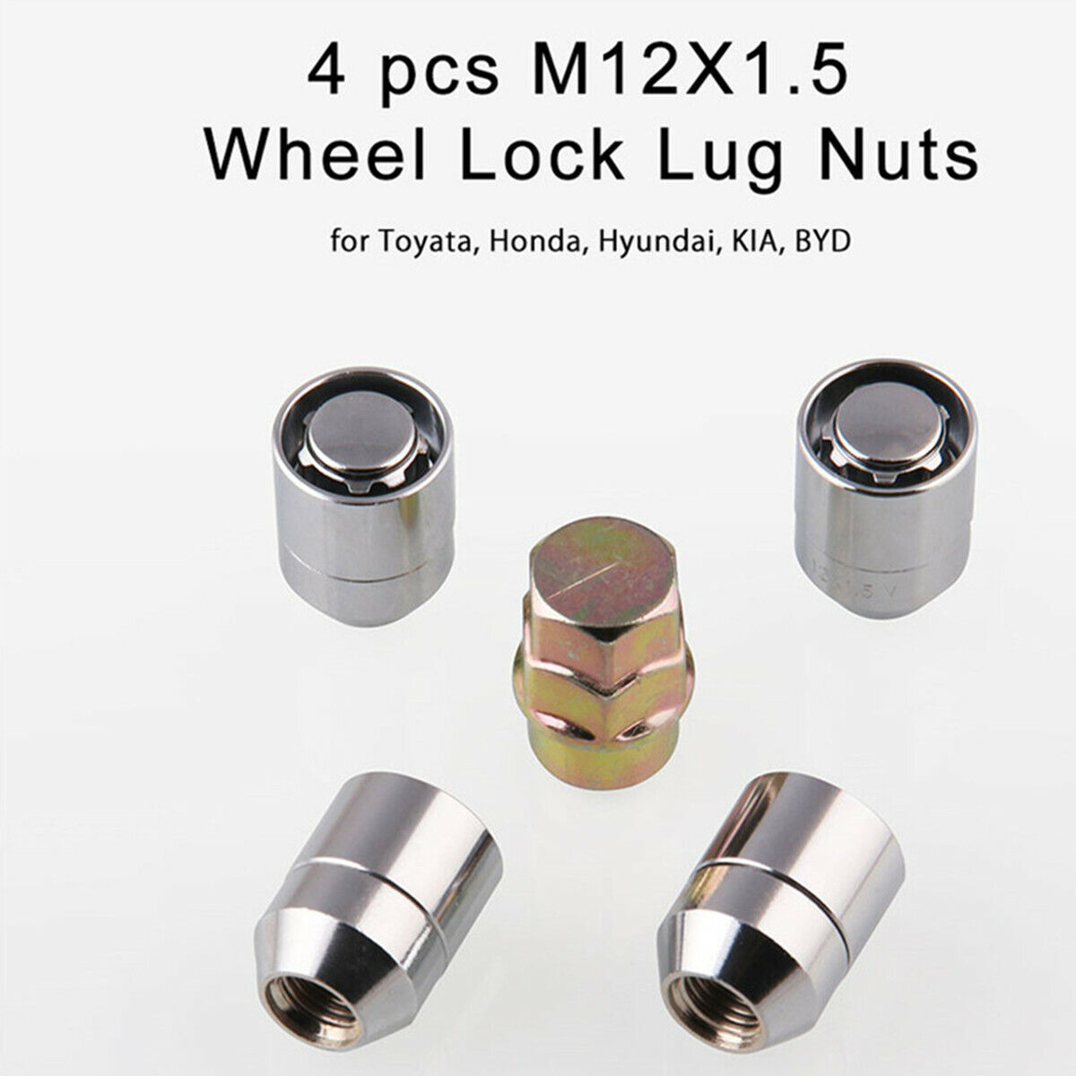 Alloy Steel Anti Theft Security Car Wheel Lock Accessories 4Pcs Lug Nuts+1Pc Key
