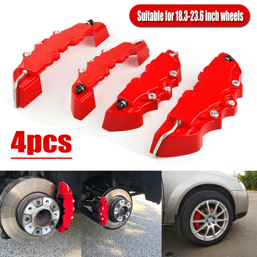 4Pcs Red 3D Front+Rear Car Disc Brake Caliper Cover Parts  Brake Accessories