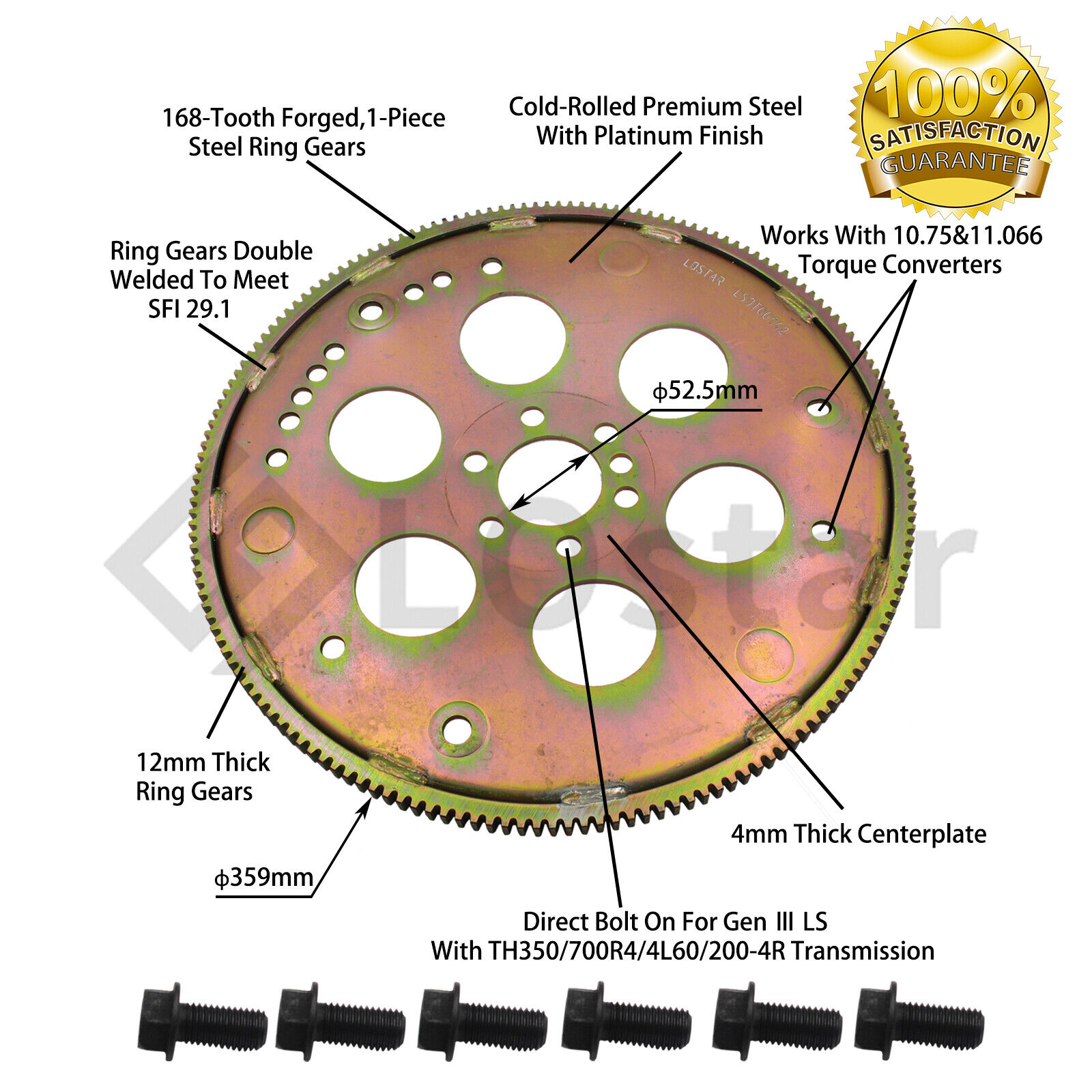 LS Adapter Flexplate With Bolts Kit LS1 TH400 TH350 700R4 Swap Flywheel SFI