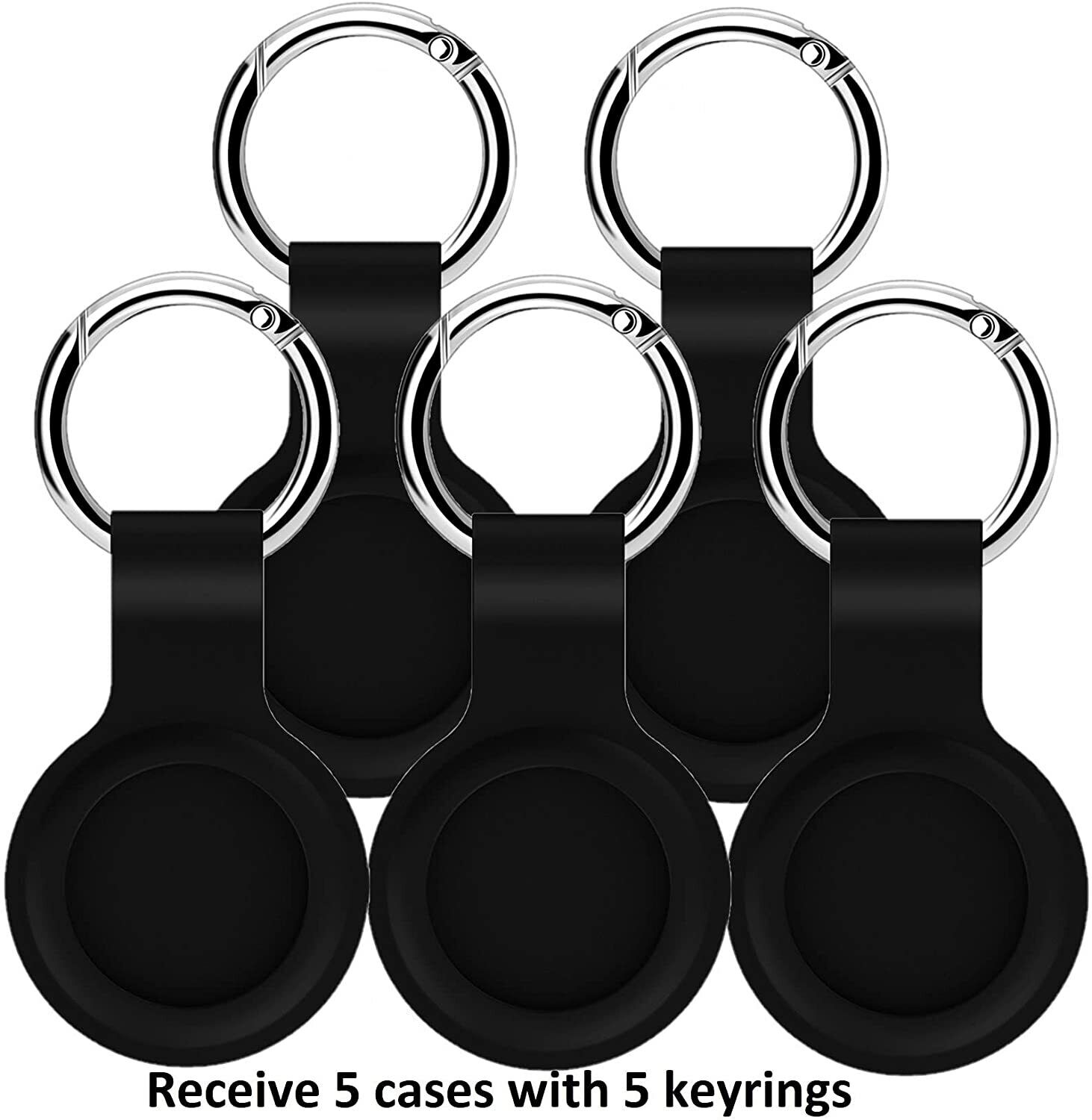 5 Pack Cases for Apple AirTags Case Airtag Holder with Key Ring Keychain Silicon