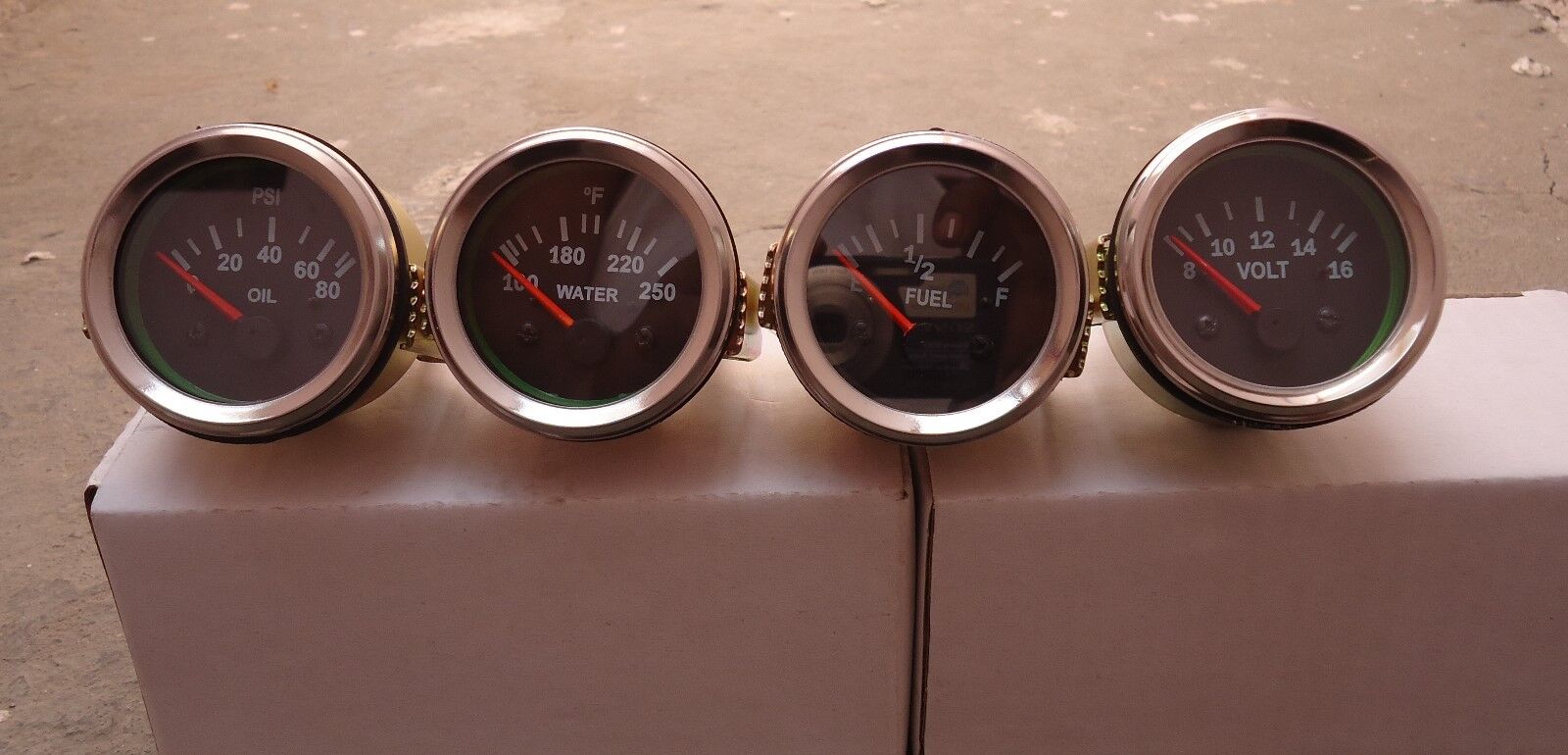 Gauges Set ( 4 pc) - Oil Pressure  Temp  Volt  Fuel Gauge 2