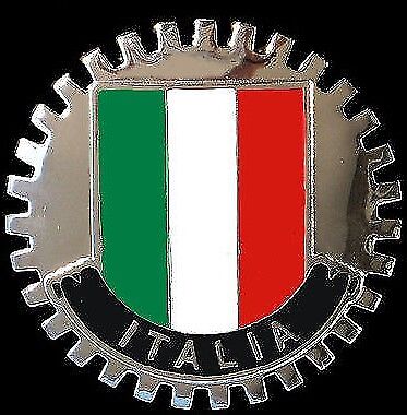 ITALIA ITALY ITALIAN FLAG CAR GRILLE BADGE CHROME EMBLEM ENZO FERRARI ALFA