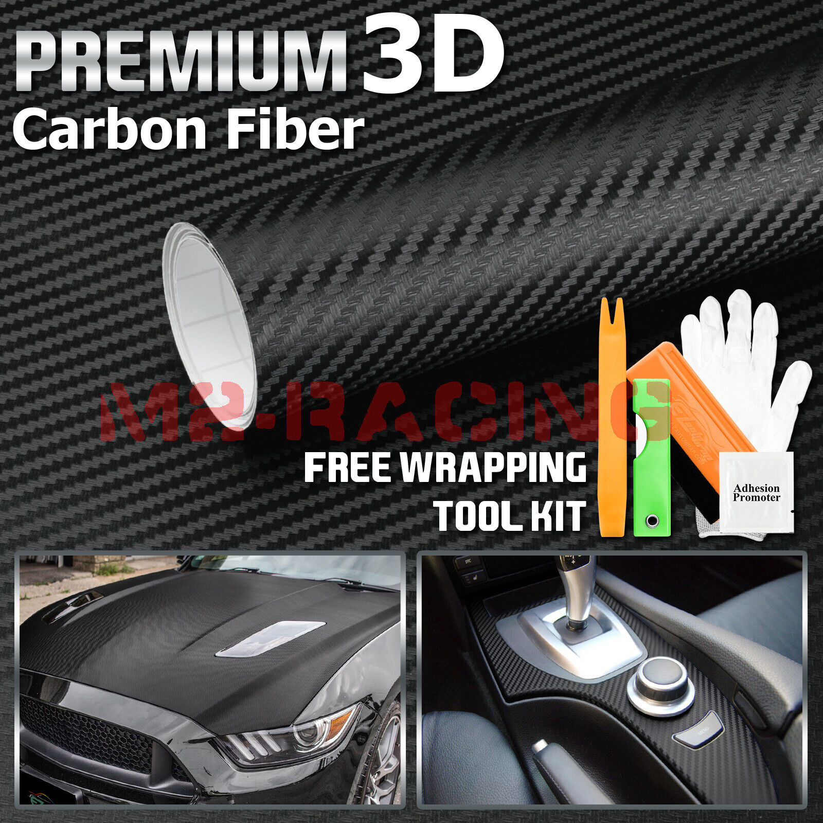 3D Carbon Fiber Black Matte Textured Car Vinyl Wrap Sticker Decal Film Sheet DIY