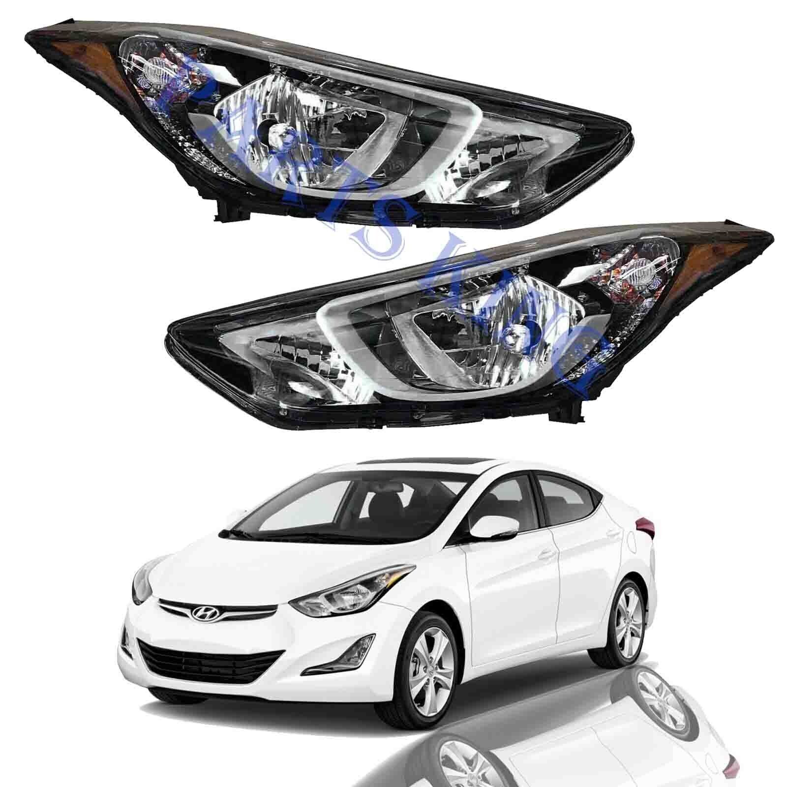 For 2014 2015 2016 Hyundai Elantra Headlight Assembly Left Right Pair w/ Bulbs