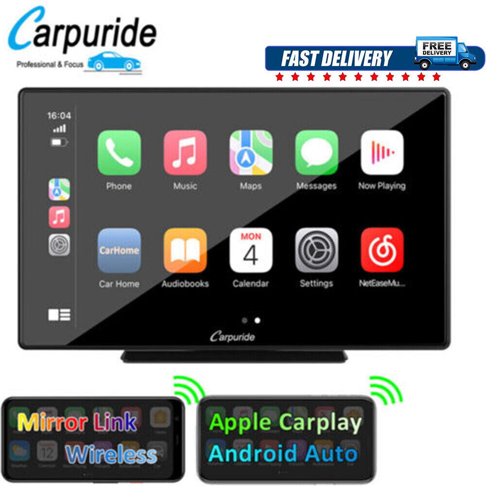 Carpuride Portable Car Stereo Wireless Apple Carplay Android Auto 9 Inch Screen