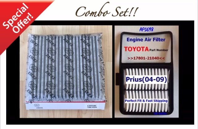 CARBONIZED CABIN + ENGINE AIR FILTER FOR TOYOTA PRIUS 04-09 AF5698 C35516 