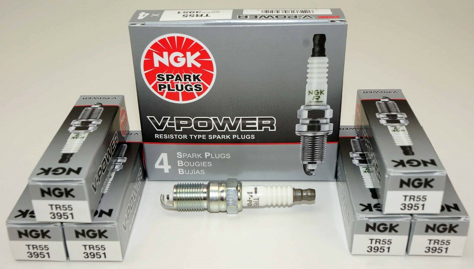 Set of 6 Spark Plugs V-Power NGK 3951 TR55