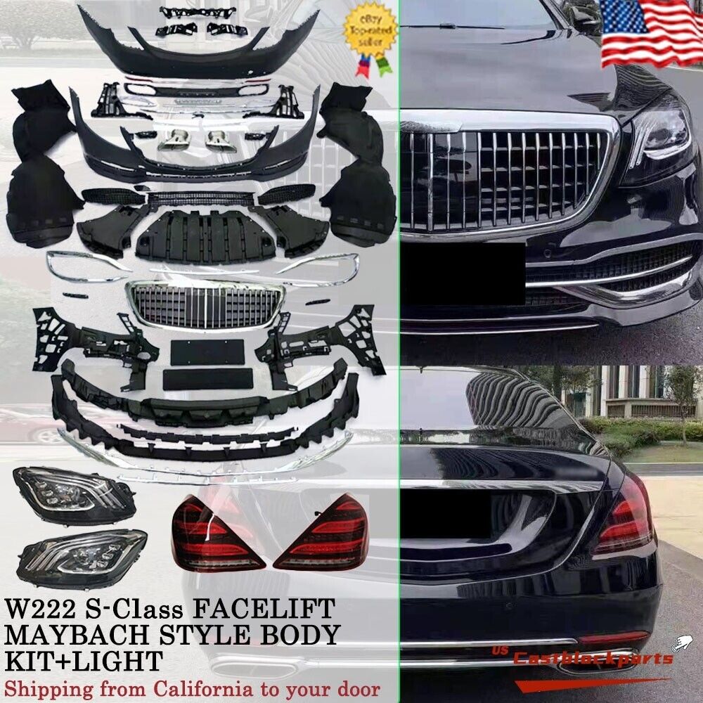 For 13-17 Mercedes W222 S Class S550 Facelift 18+ Maybach Bumper Body Kit+Lights