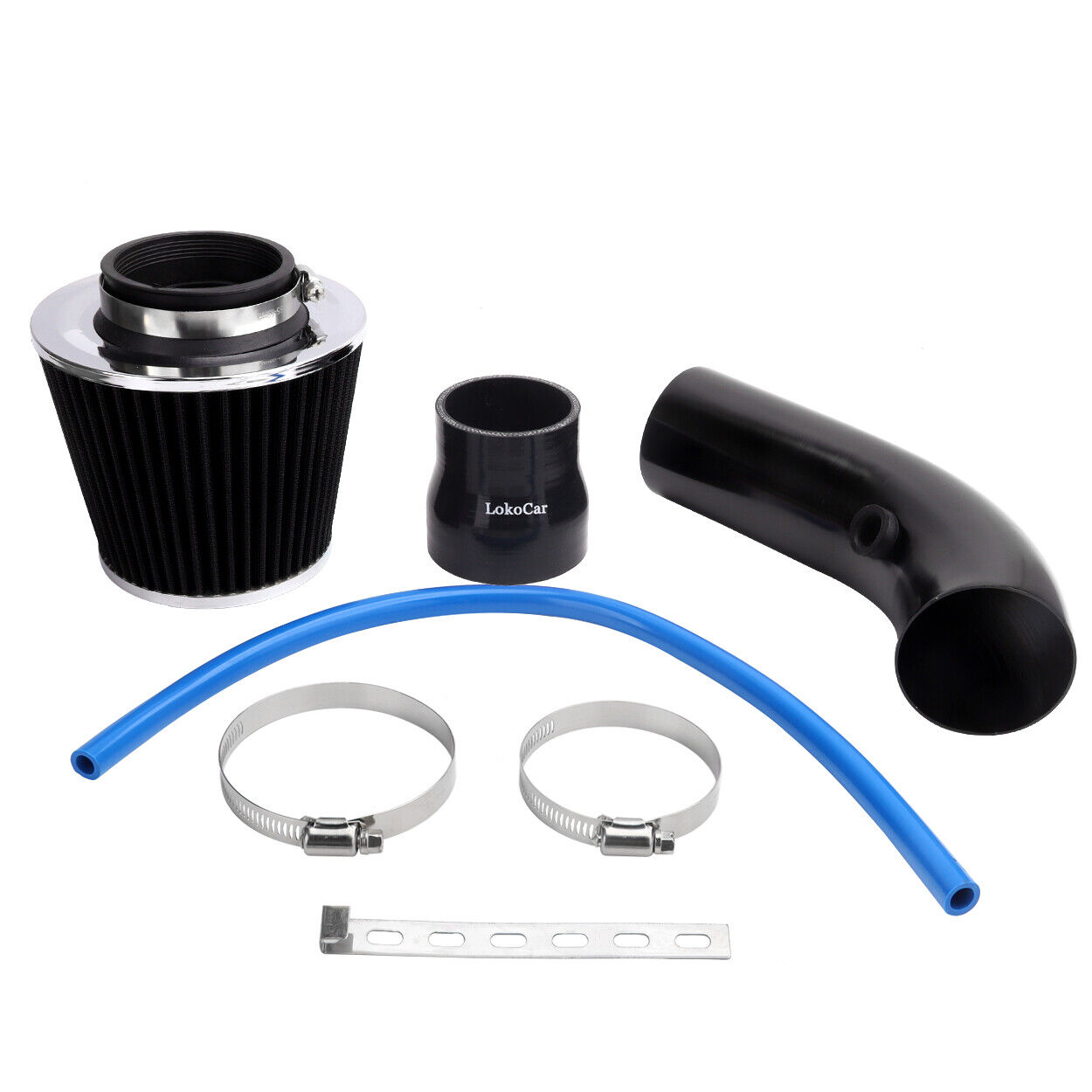 Universal Car Cold Air Intake Filter Induction Pipe Power Flow Hose System Black