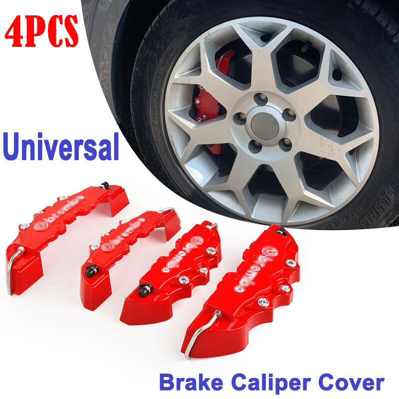 4pcs Red Color Style 3D Car Universal Disc Brake Caliper Covers Front & Rear Kit