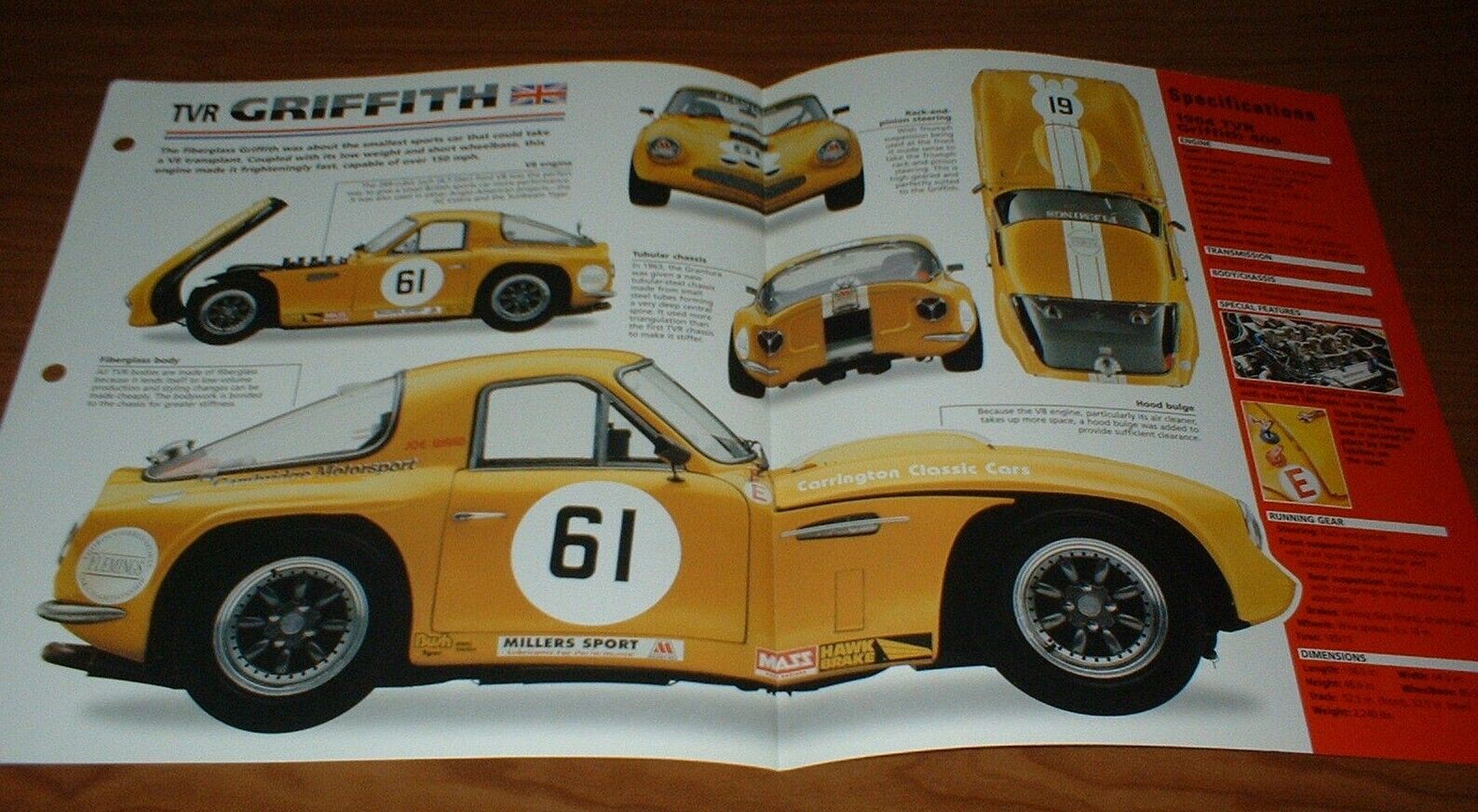 ★★1964 TVR GRIFFITH 400 RACING SPEC SHEET BROCHURE PHOTO POSTER PRINT INFO 64★★