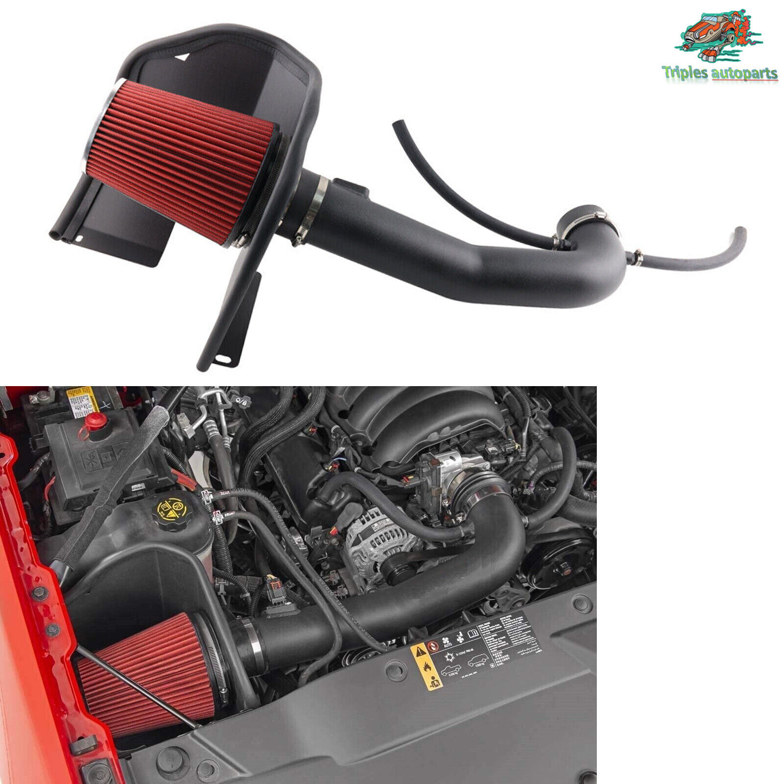 Cold Air Intake System Heat Shield For Chevy GMC 1500 5.3L 6.2L V8 2014-18 Black