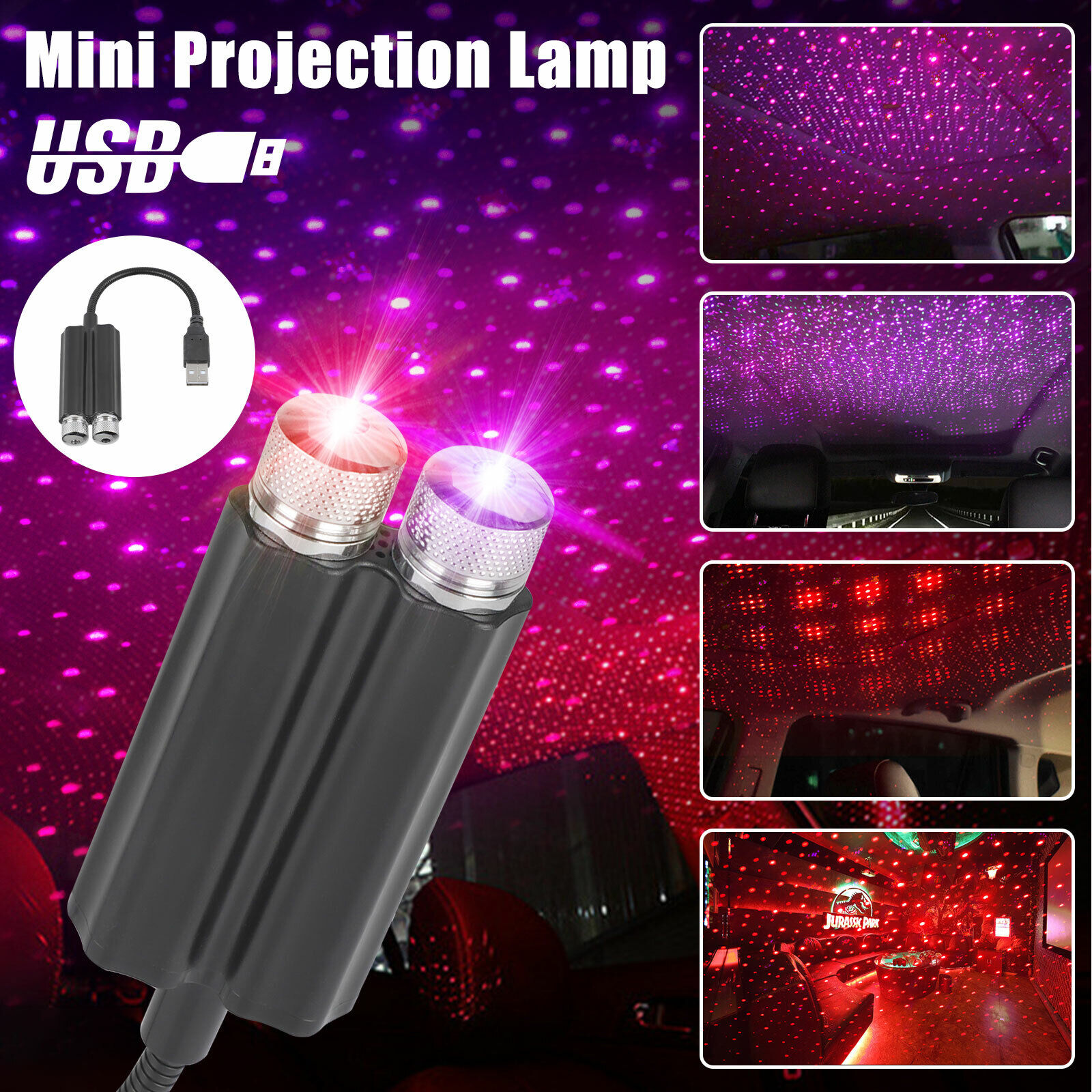 USB Car Interior LED Light Roof Atmosphere Starry Sky Lamp Star Projector Lights