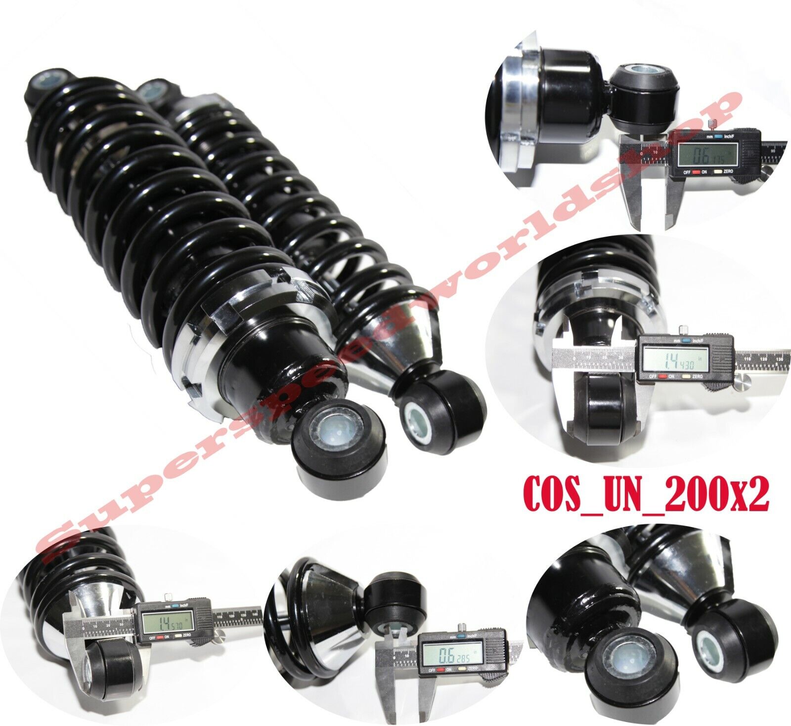 Rear Street Rod Coil Over Shock SET w/200 Pound Black Coated Springs
