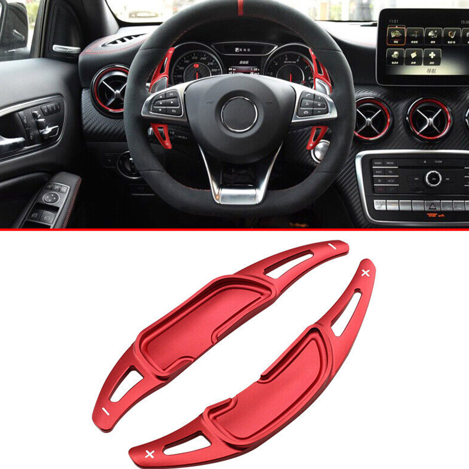 Red Steering Wheel Paddle Shifter For Mercedes AMG C43 C63 E63 E53 GLC63 GLE53