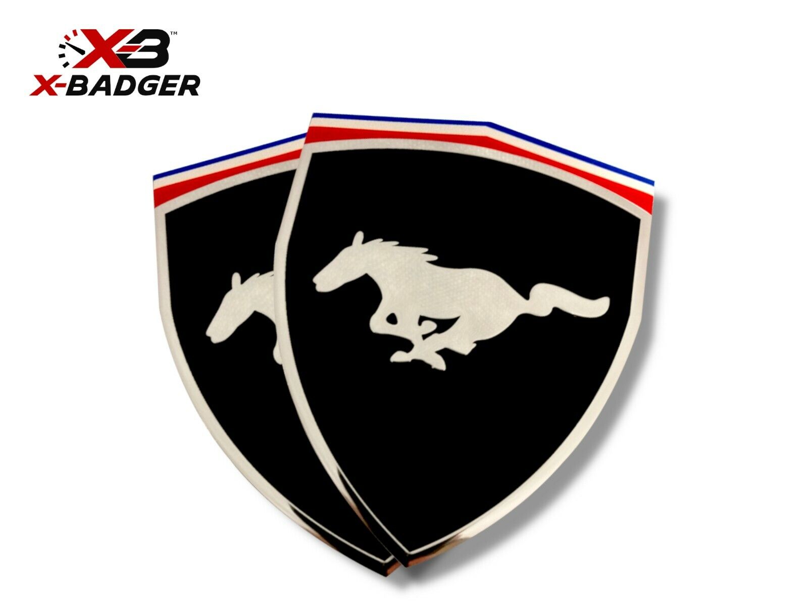 Mustang - Coyote GT 5.0 Ferrari Style Badge Emblem - Pair - Black - X-Badger