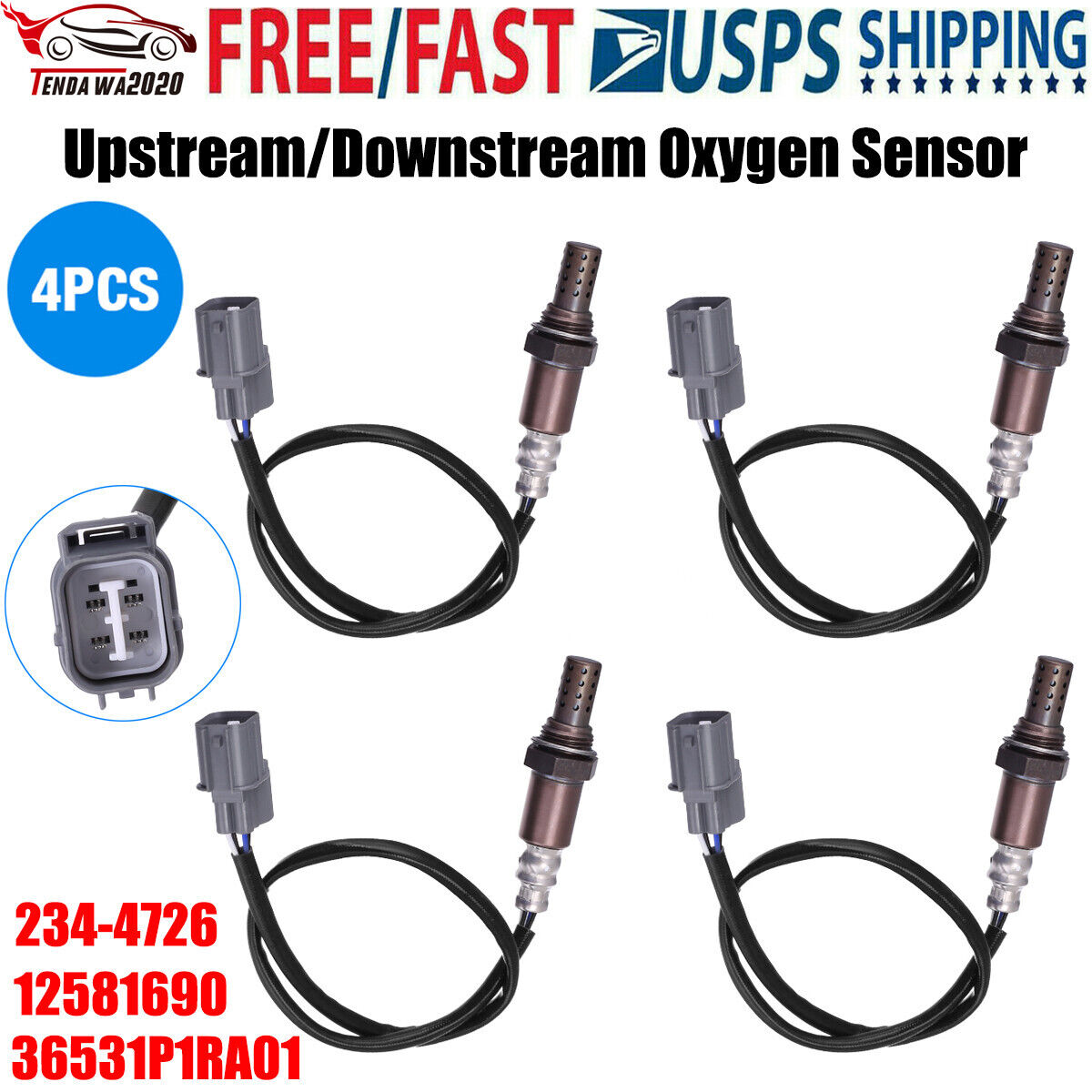 4Pcs Upstream/Downstream O2 Oxygen Sensor for  Acura TL RL Honda Accord Odyssey