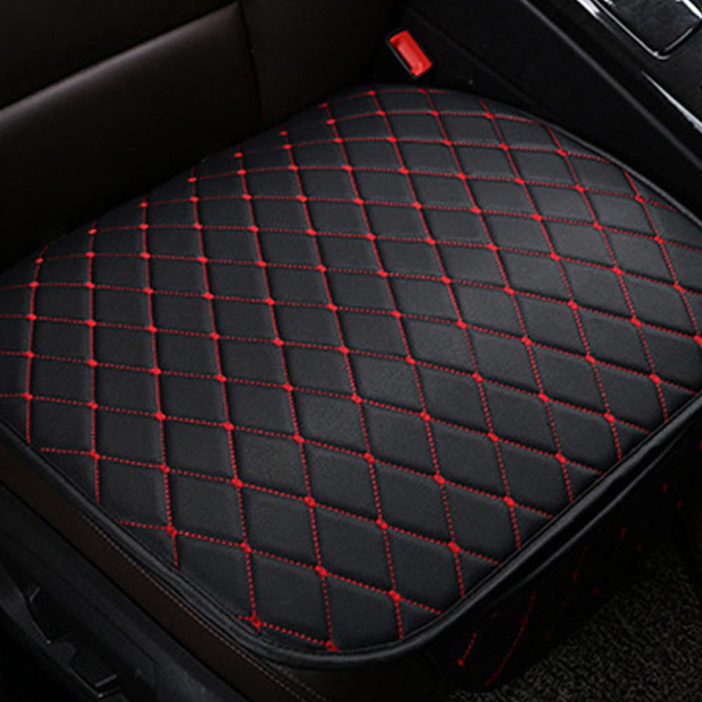 Auto Seat Cover Front Cushion Black PU+Red Line Universal Car Chair Accessories