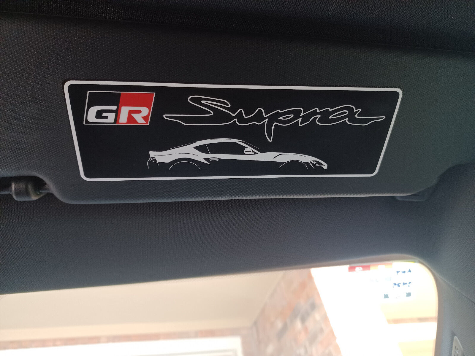 2x Toyota GR Supra Decals for Sun Visor Warning Cover Up