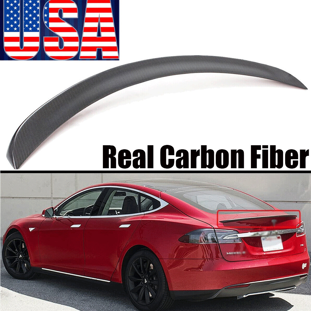fit For 2012-2021 Tesla Model S Lip Type Real Carbon Fiber Rear Spoiler Wing USA