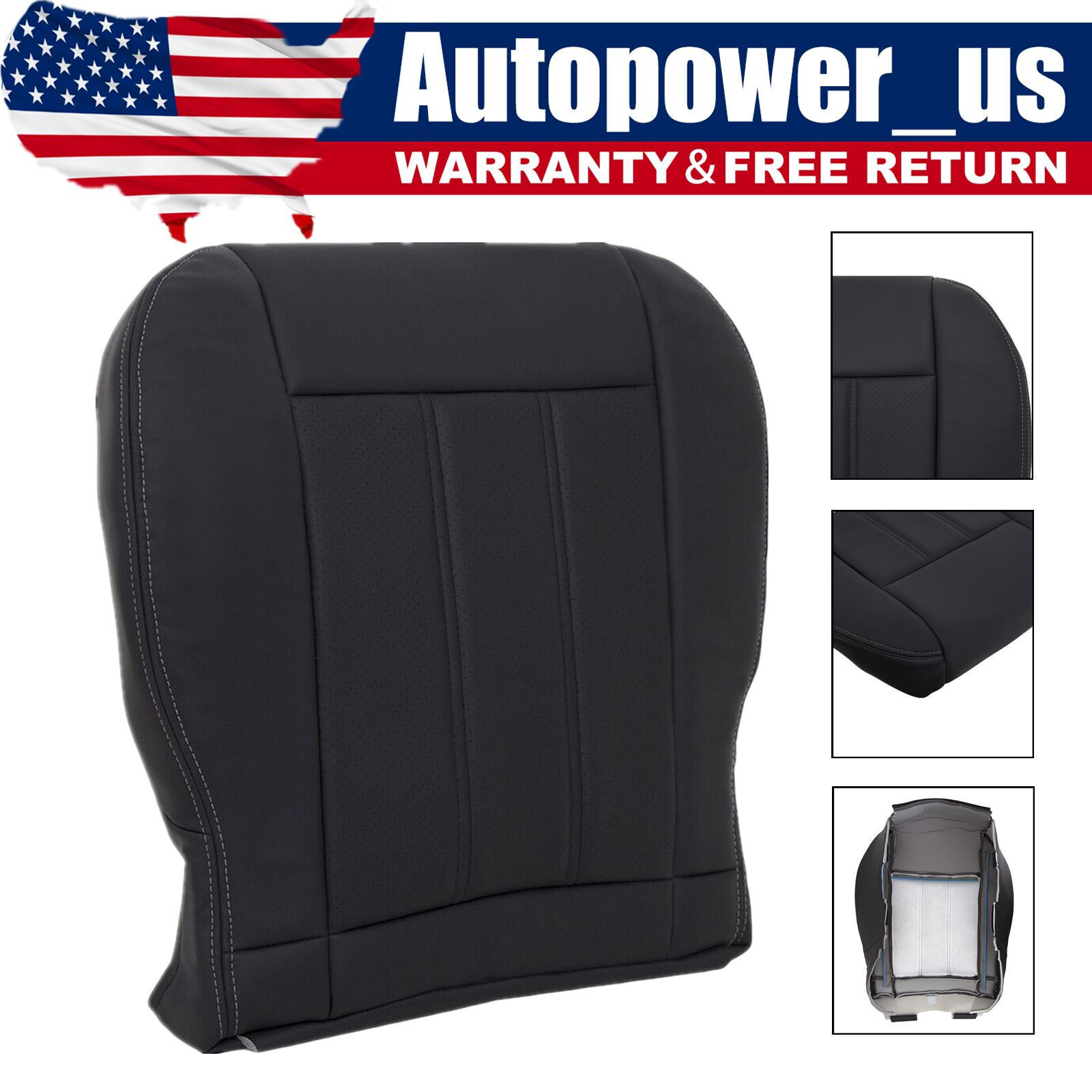Fits 2011-2016 Chrysler Town & Country Driver Leather Bottom Seat Cover Black