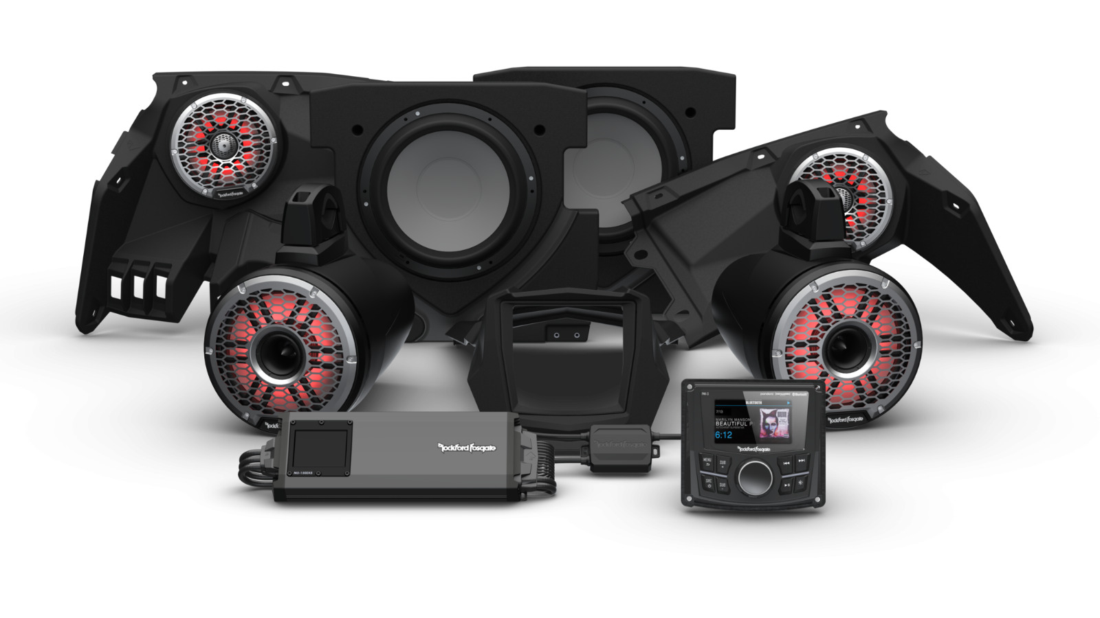 Rockford Fosgate X317-STG6 Stereo, Front + Rear Speakers, Sub and 1500W Amp Kit