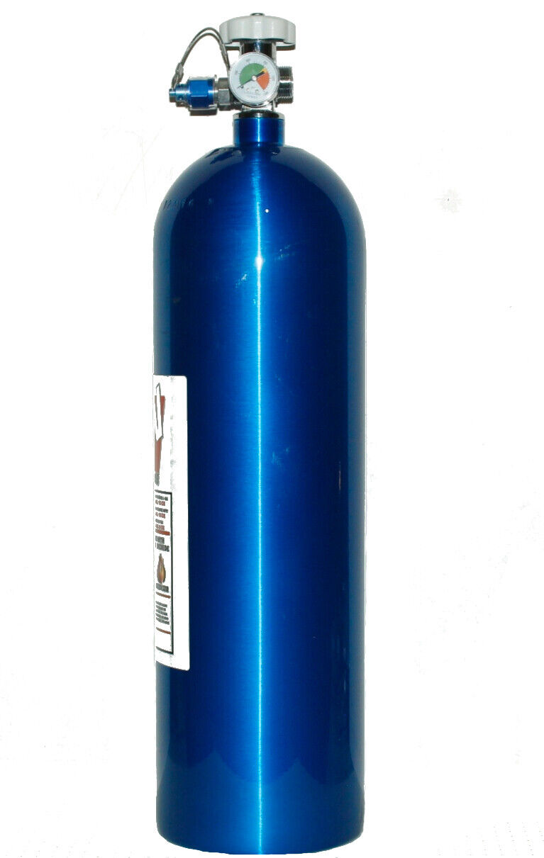 15 lb NOS Nitrous Bottle W/high flow valve, gauge and 8an blow off fitting w/cap